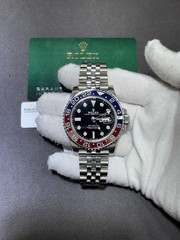 Rolex GMT-Master II Pepsi Black Dial on Jubilee 126710BLRO Papers 2022