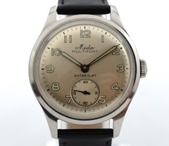 Rare 1950’s Mido Multifort Extra-Flat Silver Dial Manual Watch 34.5 mm