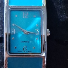 Women’s Quartz Analog Dress Watch Turquoise Dial Silver Case Blue/Silver Bangle