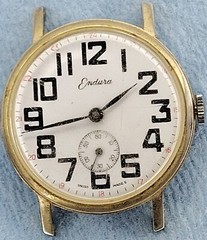 C1053 mens Vintage Endura Military Field Manual Sub Dial 24 Hour Watch Parts lot
