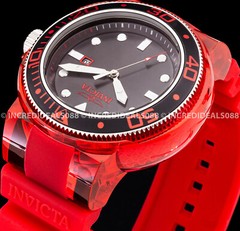 Invicta GRAND PRO DIVER ANATOMIC Red Silver Black SS Stylish Bold Mens Watch
