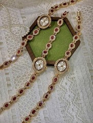 Women’s Gold And Red Crystal Vintage Luxury Oval Watch