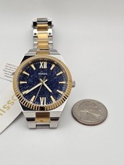 Unique Stone Dial Fossil Scarlette Unisex Analog Watch Twotone Stainless ES🔥👀