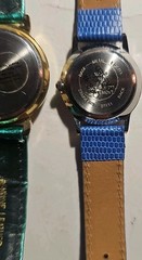 (2) Women’s Watch LOT Green & Blue Bands Analog Watches Christmas & Polar Bear