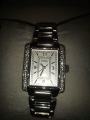 Diamonique DMQ Watch Japan Movement Square Silver Dial Crystal Bezel NO BATTERY!