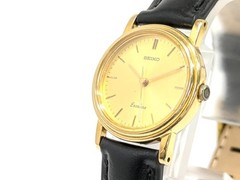 SEIKO Exceline Quartz Dress Watch 3 Hand Gold Dial Gold Case wrist 16.0cm/6.3in
