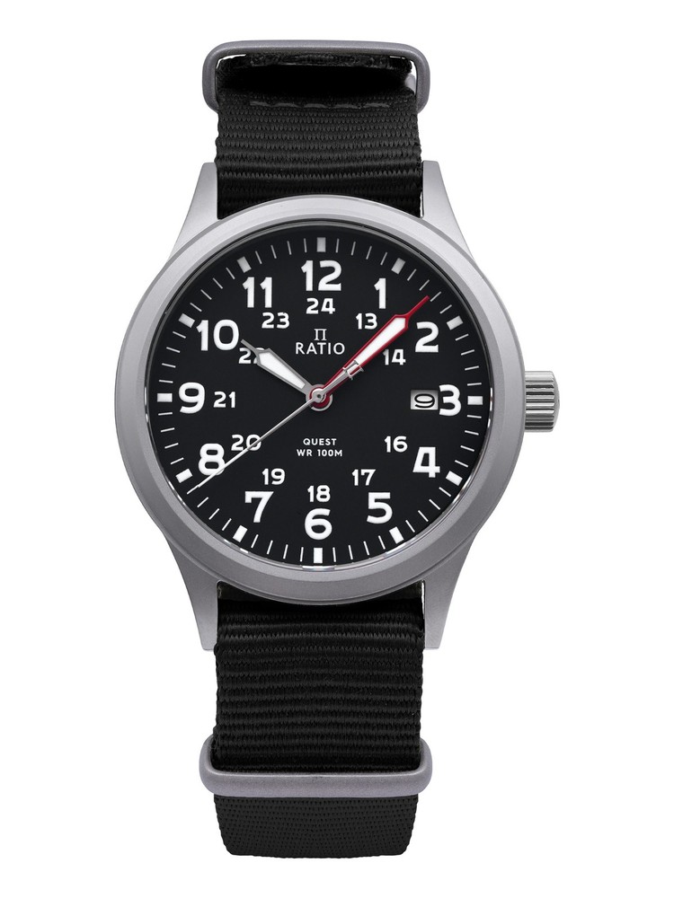 Ratio Quest Series Nylon Strap Black Dial Quartz Casual 100M RTQ017 Men’s Watch