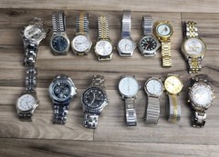 Lot Of 15 Analog Wathes Untested Need Batteries Brut Armitron Peugeot Quartz