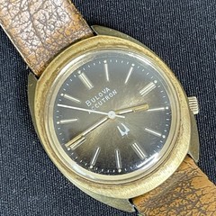 Rare Vintage Men’s 1976 BULOVA ACCUTRON G3592 N6 2180 Brown Dial Gold Case Watch