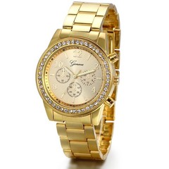 Luxury Mens Dress Watch, Stainless Steel Bling Rhinestones Accented Quartz Wr…
