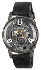 U-Boat U-65 “White” Gray Skeleton Dial Black Silicone Quartz Mens Watch 3354