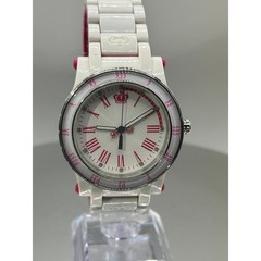 Juicy Couture Pink and White Quartz Ladies Watch, 38mm, 7 inch bracelet