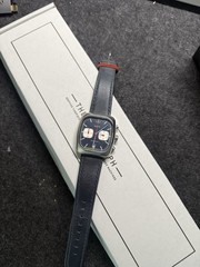 Brew Retrograph Quartz Chronograph Date Blue Dial Silver Cushion case