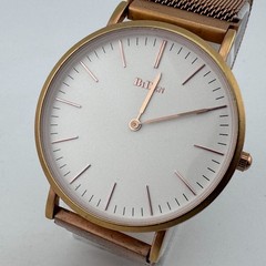 BiDen Quartz Watch Men 30m Rose Gold White Dial Mesh Japan Analog New Battery