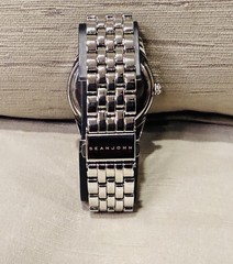 SEAN JOHN Men’s Analog Quartz Dress Watch, Silver Bracelet, White Roman Dial