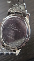 Nicolet Men’s Chronograph Two Tone Quartz Watch NC1043 Gold Dial New Battery