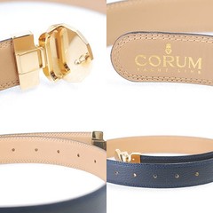 CORUM Admiral’s Cup Calf Leather Reversible Belt Navy x Camel Maximum Length 69.