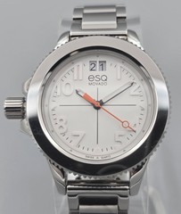 ESQ Movado Fusion Left-Hand Crown Swiss Quartz White Dial Extra Strap New