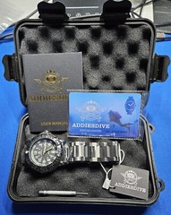 Addiesdive 44MM Luminox Style Steel Black Watch W/Hardcase Free Shipping USA