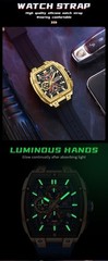 MINI FOCUS Men’s Casual Tonneau Multifunction Chronograph Calendar Quartz Watch