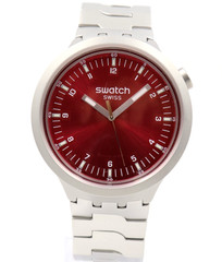 New Swiss Swatch Big Bold Irony Steel SCARLET SHIMMER Watch 47mm SBO7S104G $230