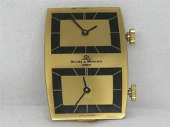 VINTAGE BAUME & MERCIER DUAL TIME ZONE WRIST WATCH MOVEMENT DIAL HANDS, RUNNING!