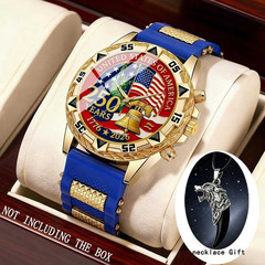 Men Patriotic Watch USA 250th Anniversary  American Flag & Statue of Liberty