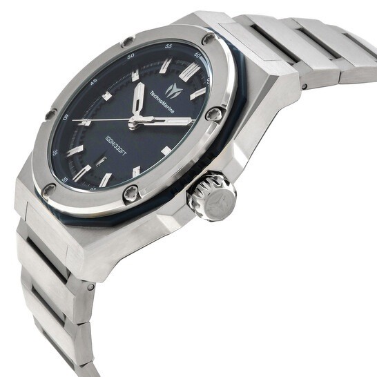 NEW TechnoMarine Coral Legacy Men 45mm Japan Quartz Blue Dial SS Watch TM-416090