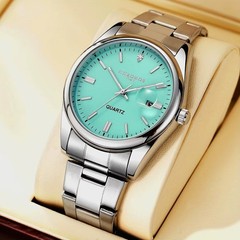 42MM CHRONOS Quartz Luxury Men’s Watch Stainless Steel Waterproof Luminous NEW