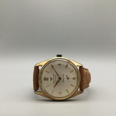 Vintage Wittnauer Genève Mens Watch 32mm 1960’s Brown Leather Band Automatic