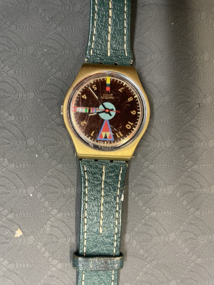 Vintage Unisex Swatch Boca Verde Multicolor Quartz Watch Swiss Made 1989 *Read