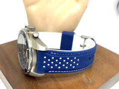 Nautica Men’s Watch N15514 Quartz Chronograph White Blue Rubber Band 42mm
