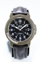 Lorus Sports Men Watch Green Plastic Black Leather 50m 24hr Gray Battery Quartz