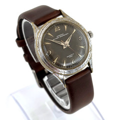 Vintage 1950s Croton Nivada Grenchen Aquamatic 31mm Tropical Dial Swiss Running