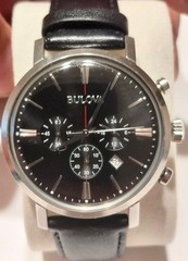 Bulova Classic Aerojet 96B262 Date 24Hr Black Dial 41-42mm Leather Strap