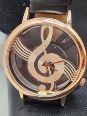 Music Note Gold Black Quartz Watch Unbranded Unique Face Design S1