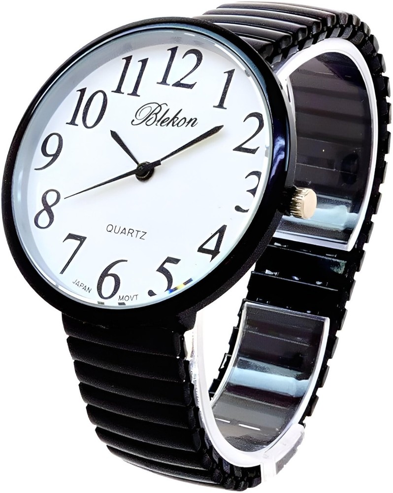 Super Large Face Black Stretch Band Watch – Easy to Read, Stylish Design, Unisex