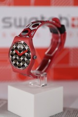 New Swiss Swatch Originals Swaiti Red Multicolor Silicone Watch 34mm GR163 Black