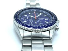 SEIKO Flight master Men’s Chronograph Watch Blue Dial Band size 7.5in 7T92-0CF0