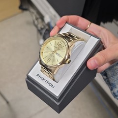 Armitron Men’s Quartz Analog Day/Date Gold-Tone Metal Bracelet 30m 40-43.9mm