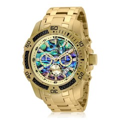 Men’s Pro Diver Quartz Chronograph Watch, 50mm, Carbon Fiber Bezel, Abalone Dial