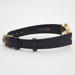 Used Gucci 3400FL Quartz Ladies Watch Gold GP Black Dial Leather Strap Ioki