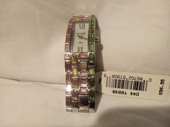 Armitron Now Silver Tone Multicolor Stone Accent Watch 7 1/2 In With Extra Link