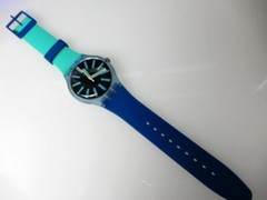 FLASHWHEEL! New Gents BLUE & GREEN Swatch with Silicone Strap! NIB-RARE!