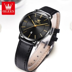 OLEVS Watch 30m Waterproof Ultrathin Quartz Wristwatch Leather Band Men Women