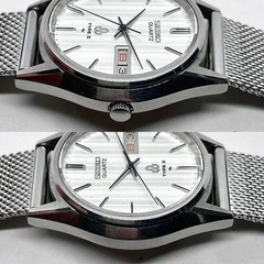 Seiko Type II 4336 8000 White Birch Day Date Quartz Watch 1978 Mesh Belt Japan