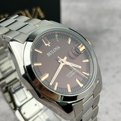 Bulova Surveyor Automatic Watch 98B422 Red Dial Stainless Steel Men’s Watch