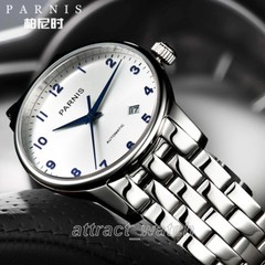 38mm Parnis Men Luxury Mechanical Watch Sapphire Miyota Automatic Stainless Band