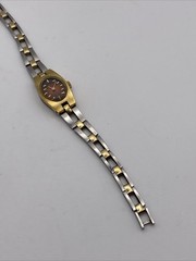 Vtg Seiko Watch Women Silver Gold Tone Ombre Red Dial 11-8079 Manual Wind 6.5”