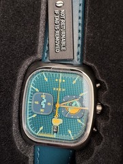 Limited edition Brew 8-bit Chronograph Stainless Steel Case Teal Leather Watch